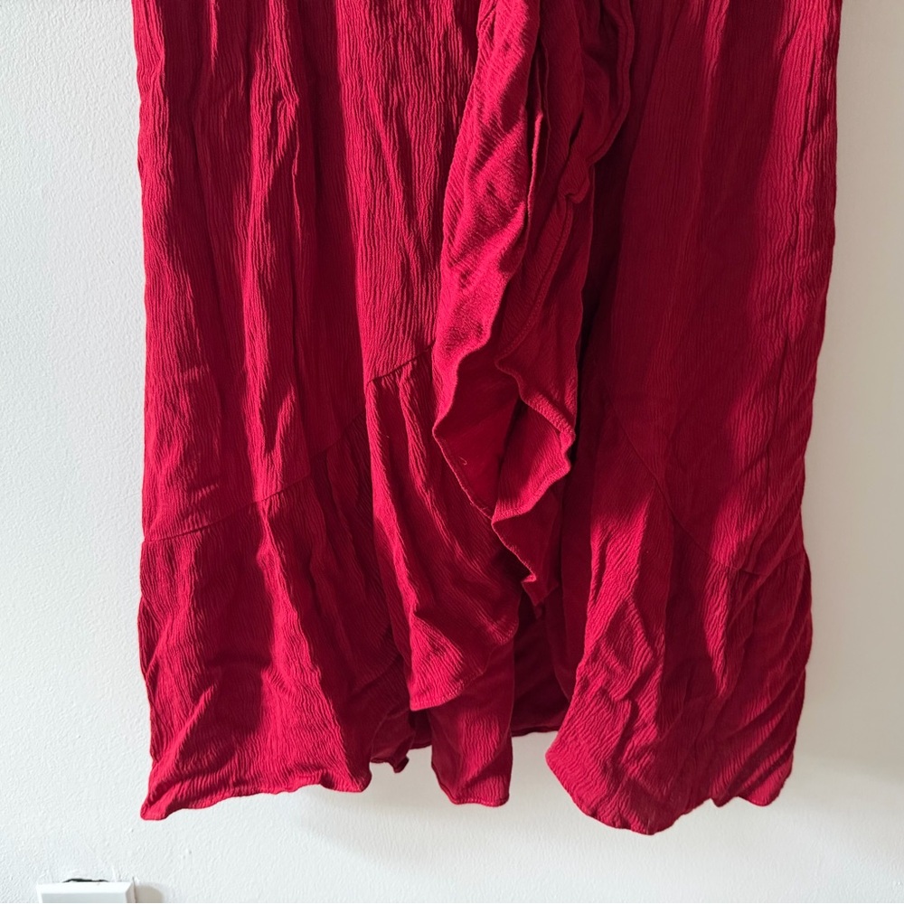 NWT Altar’d State Midi Ruffle Dress in Burgundy Red Size XS Holiday Party Guest - Picture 3 of 16